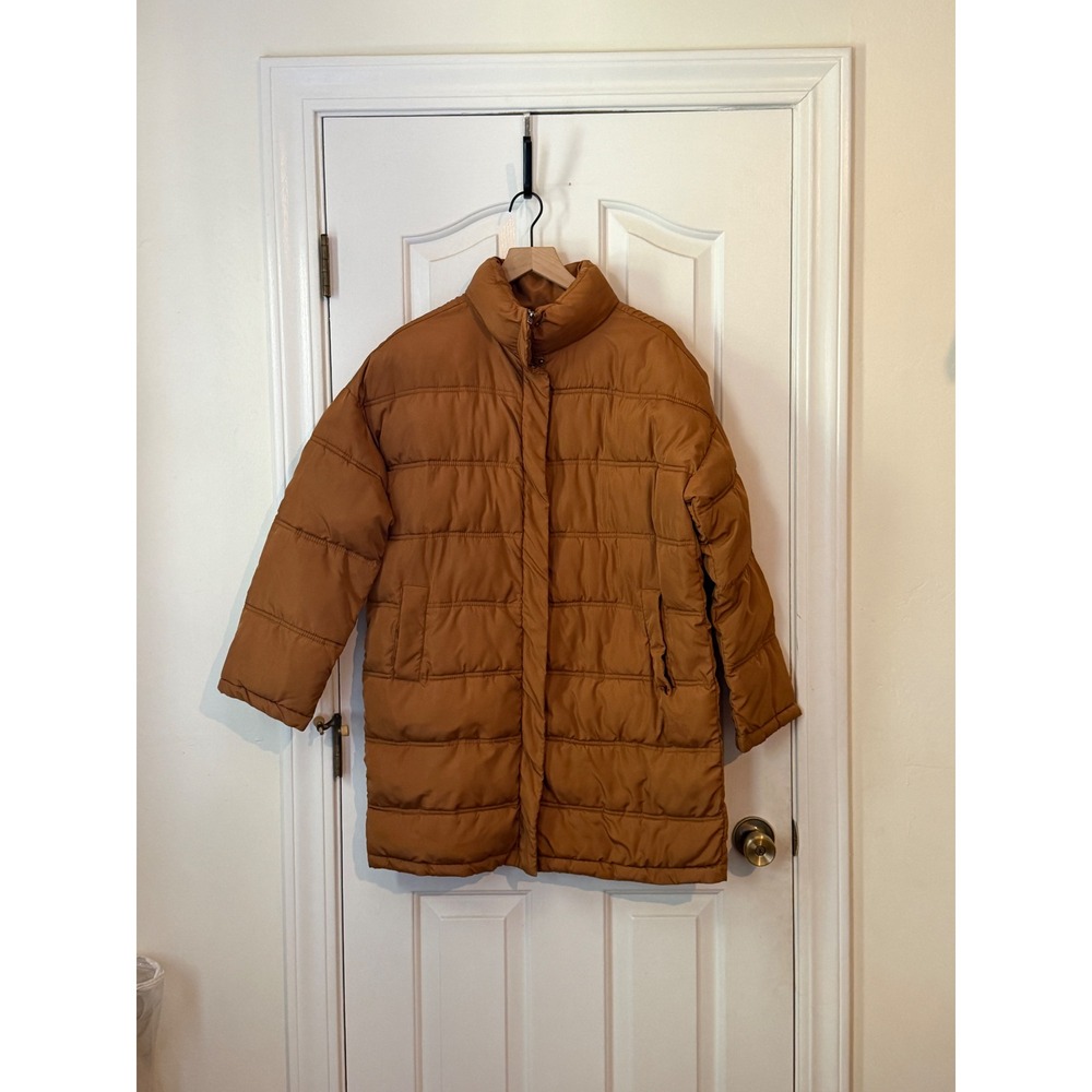 Carly Jean | Shay Puffer Jacket Small Tobacco Brown Quilted Mid-Length Coat - Picture 2 of 8